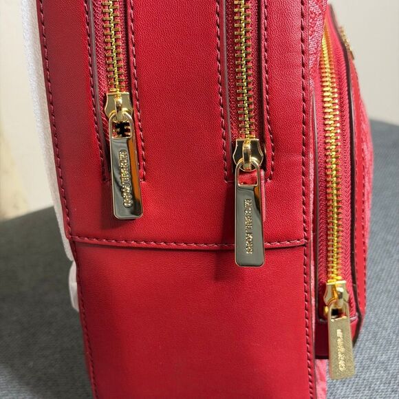 Michael Kors Jaycee Medium Signature Logo Backpack Cherry Red MK⁠ main image 4